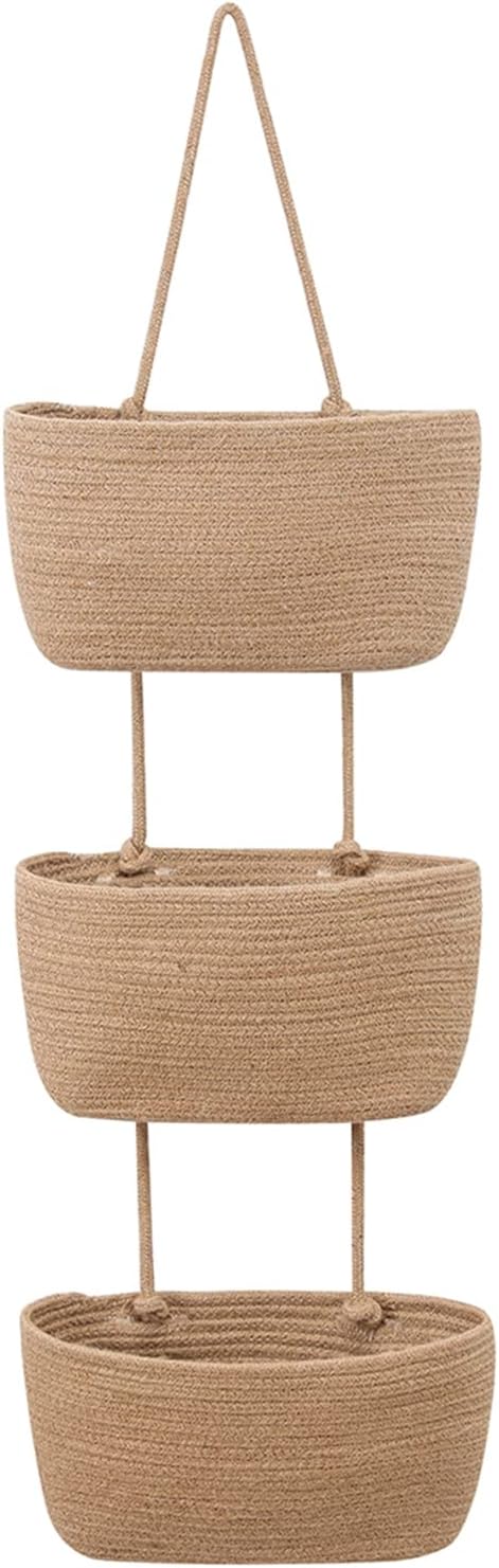 sospeso, a 3 livelli, da appendere alla parete, in corda di cotone, per soggiorno, camera da letto, bagno, cameretta dei bambini (B)