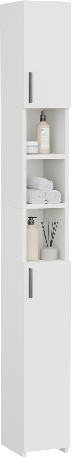 da Bagno Slim, Mobile Bagno Alto, Organizer Indipendente con Spazio Contenitivo, Colonna bagno salvaspazio per Cucina, Soggiorno, 2 porte, Bianco