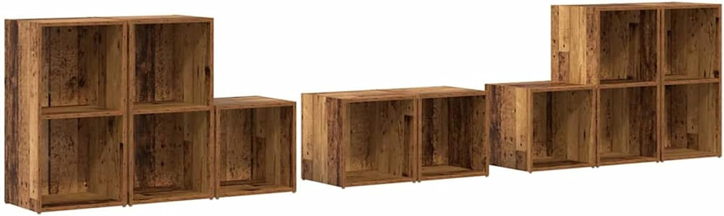 Mobile TV Parete, Set 8 Pezzi Legno Multistrato Vintage, Design Moderno Multifunzionale con Ripiani Regolabili, Soluzione Stoccaggio per Soggiorno e Salotto Contemporaneo