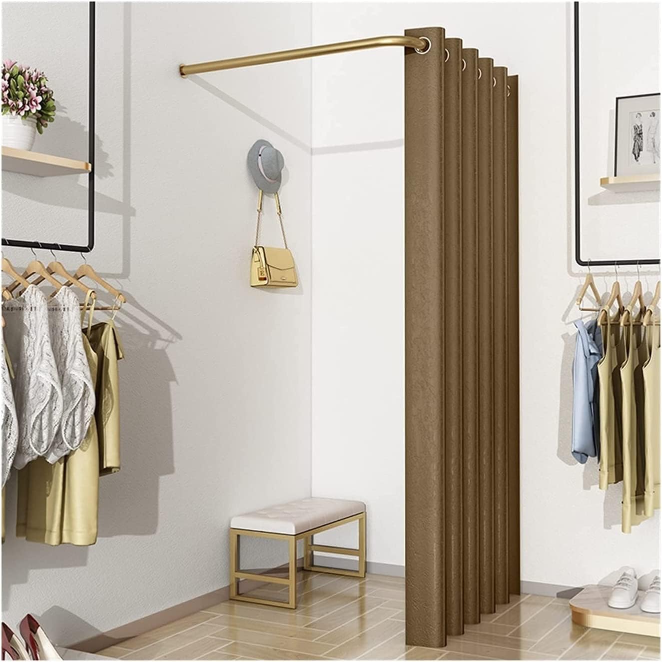 di Prova Portatile con Tenda a L, Ideale per Uso Interno/Esterno, armadietto per la Privacy per camerino, Arredamento per Camera da Letto, Design Semplice ed Elegante.