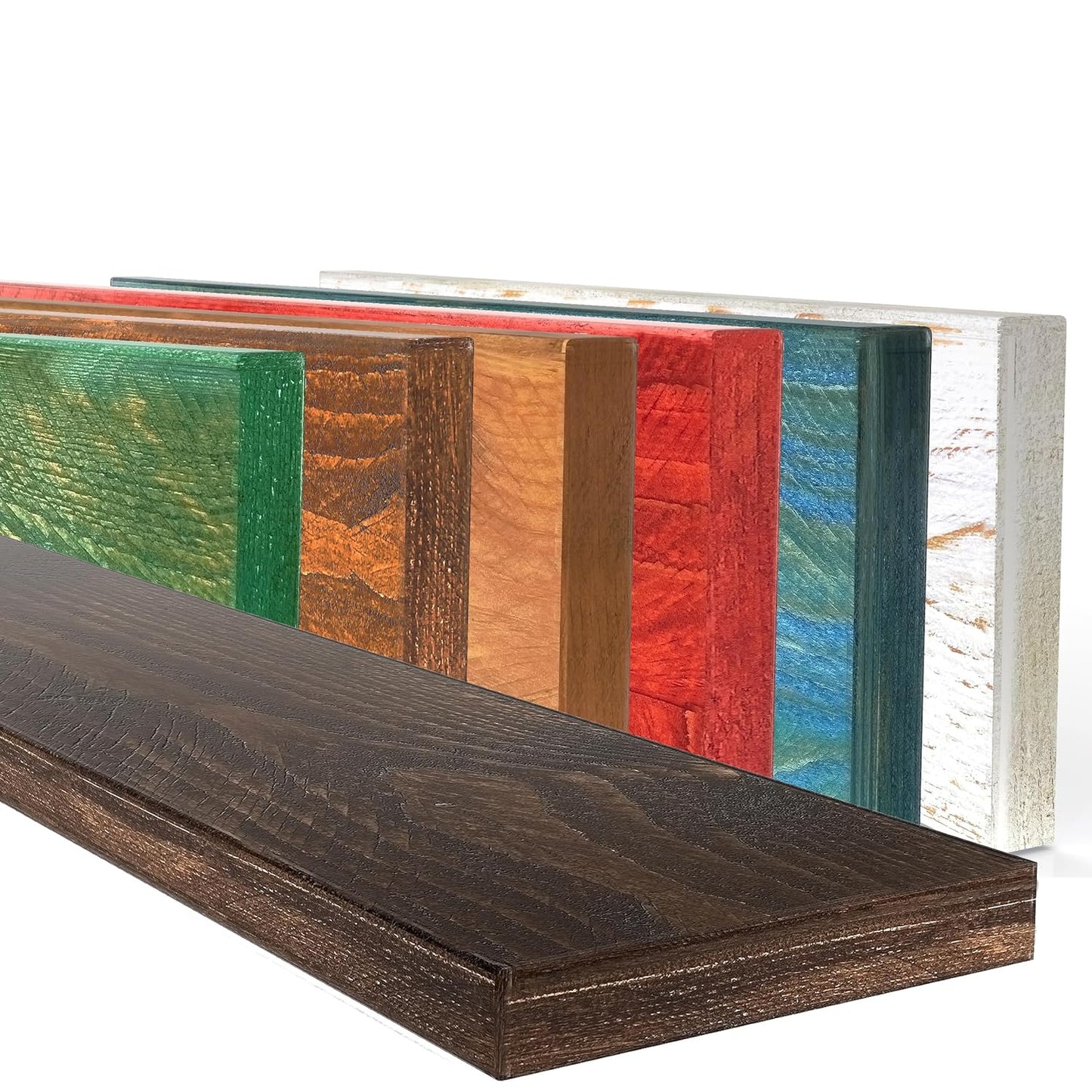 in Legno Massello Sospesa a Parete, Ripiano Artigianale, 7 Colori, Varie Dimensioni, Arredamento Bagno, Cucina, Camera da Letto, Ufficio, Made in Italy (Slim, Dark, W20xH3xL60 cm)