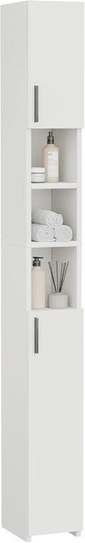 da Bagno Slim, Mobile Bagno Alto, Organizer Indipendente con Spazio Contenitivo, Colonna bagno salvaspazio per Cucina, Soggiorno, 2 porte, Bianco