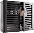 Armadietto da bagno a muro, armadietto per medicinali in bamb?1 con 2 ante e ripiani regolabili, organizer salvaspazio sopra la toilette per lavanderia, soggiorno, cucina, nero