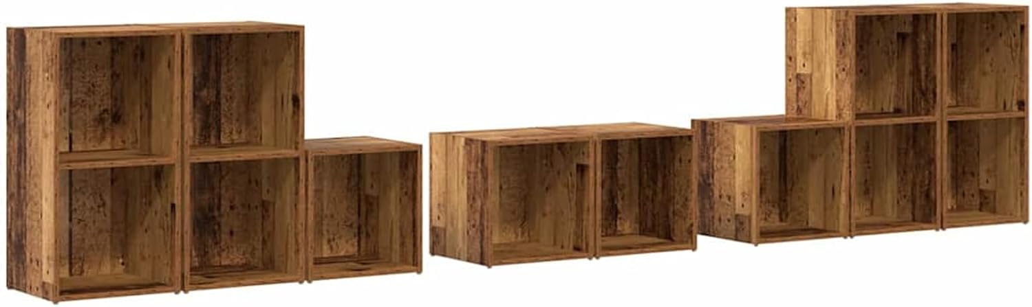 Mobile TV Parete, Set 8 Pezzi Legno Multistrato Vintage, Design Moderno Multifunzionale con Ripiani Regolabili, Soluzione Stoccaggio per Soggiorno e Salotto Contemporaneo