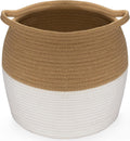 Cesto Intrecciato Curvo 26L Cesto Portabiancheria in Corda Intrecciata con manico, in Soggiorno, Magazzino, Decorazione Cestini Stoccaggio 30 x 30 CM (Iuta Bianco)
